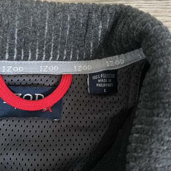 Mens IZOD zip pullover black fleece sweater - Size Large - Picture 4 of 4